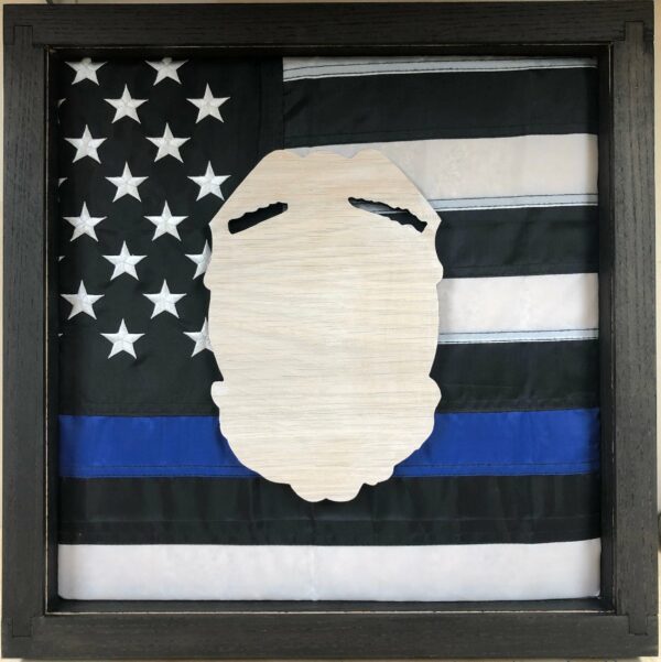 Police Badge(with or without flag) Display Shadowbox, Corkboard, Cork Display, medal display