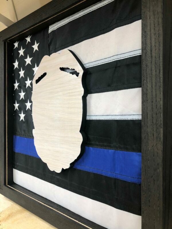 Police Badge(with or without flag) Display Shadowbox, Corkboard, Cork Display, medal display