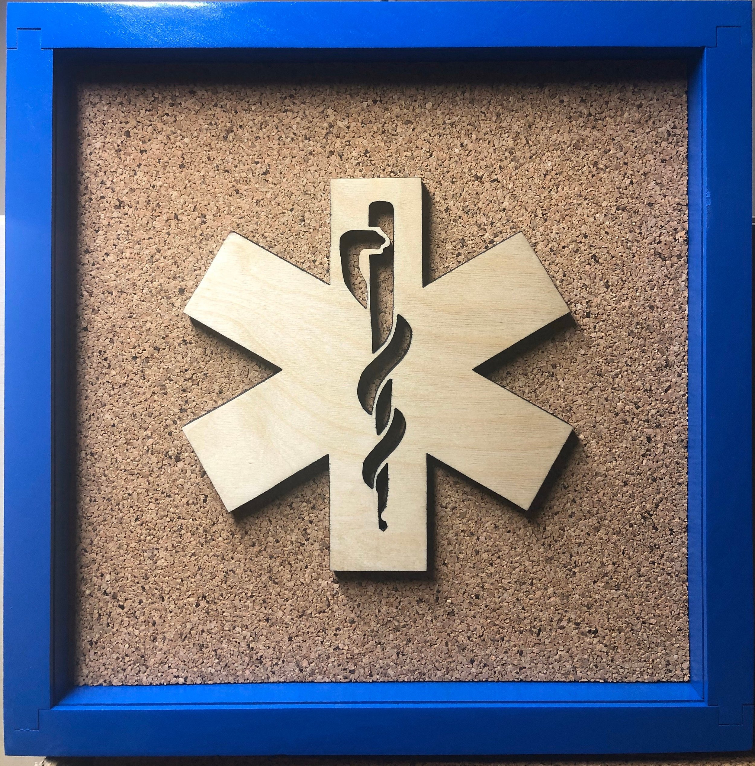 EMS First Responder Display Shadowbox, Corkboard, Cork Display