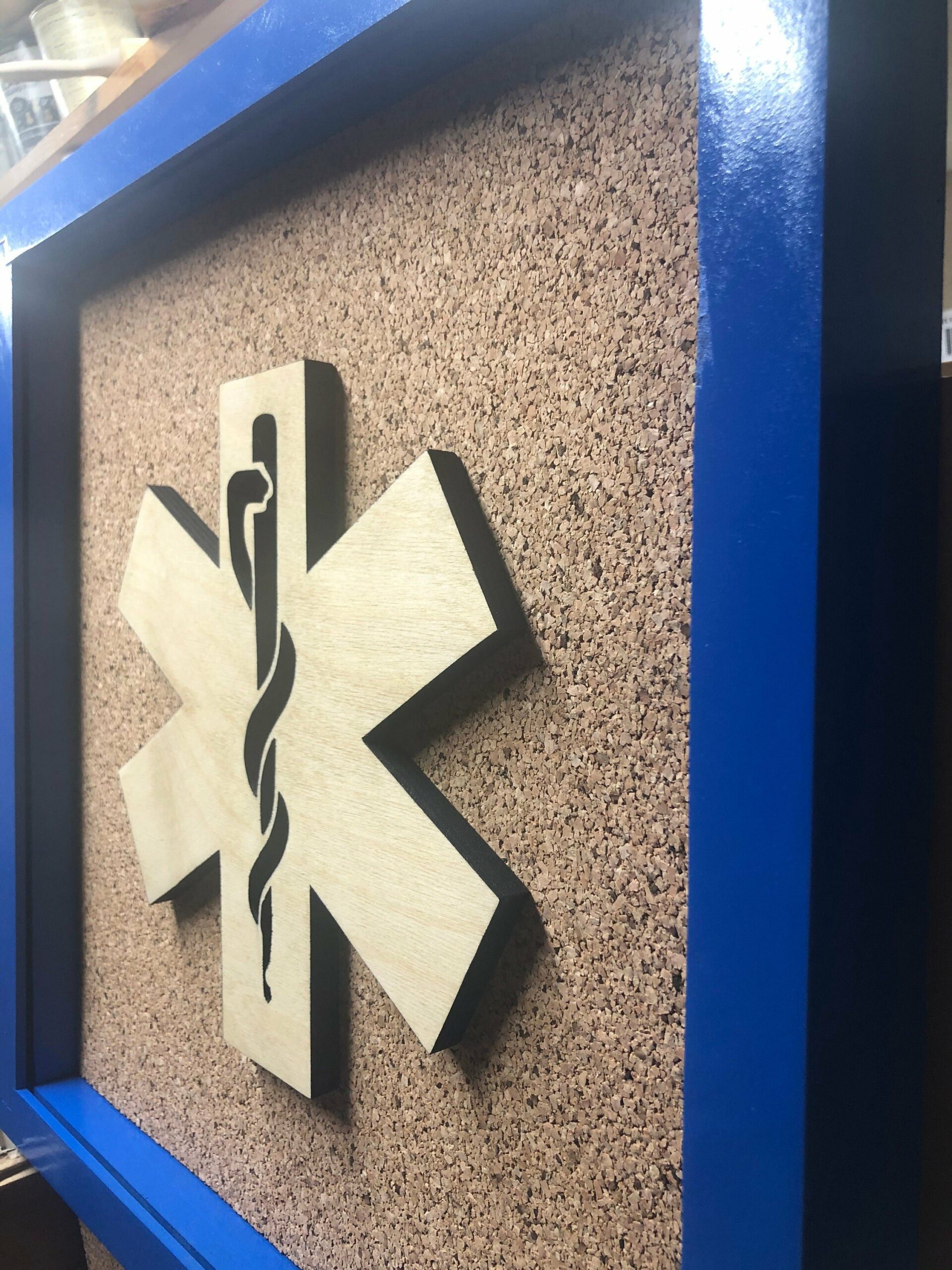 EMS First Responder Display Shadowbox, Corkboard, Cork Display