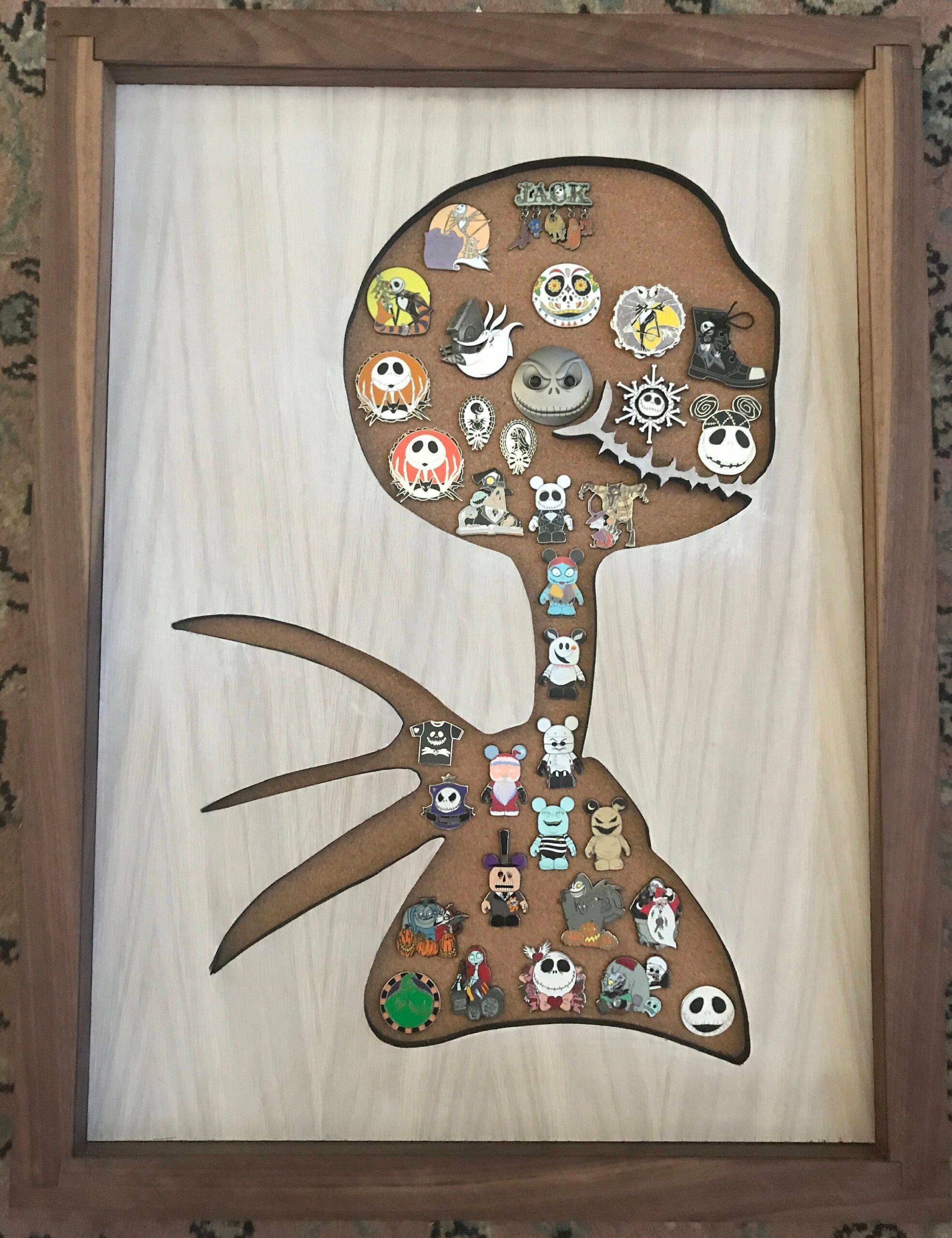 Disney Inspired Nightmare Before Christmas Pin Display Shadowbox (Jack Skellington), Corkboard, Cork Display