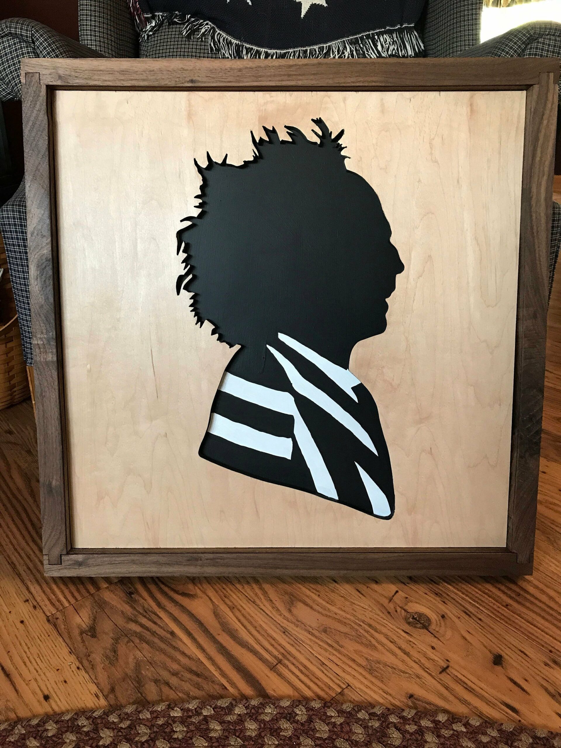 Beetlejuice Inspired Shadow Box Display, wall decor, fan, Tim Burton