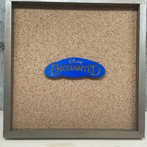 Disney Inspired Pin Display Shadowbox (Enchanted Movie logo), Corkboard, Cork Display