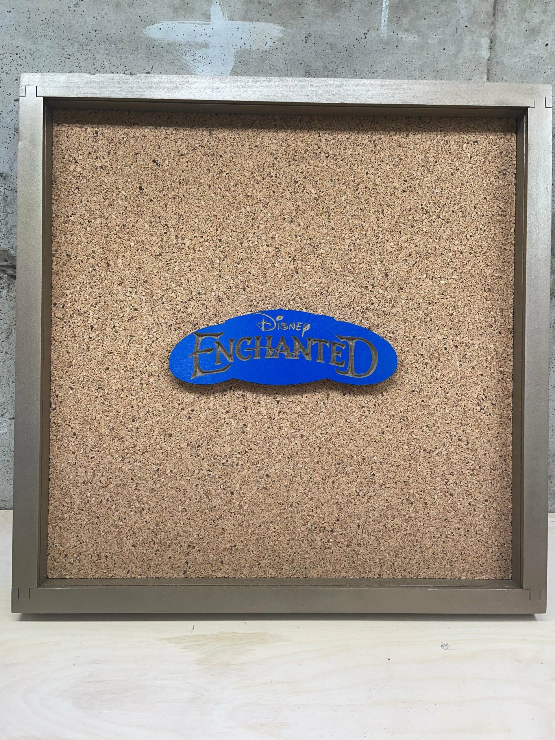 Disney Inspired Pin Display Shadowbox (Enchanted Movie logo), Corkboard, Cork Display