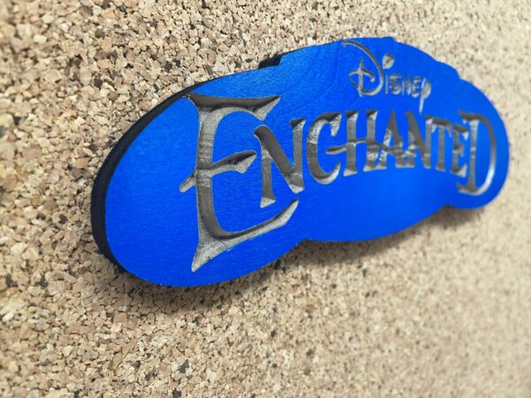 Disney Inspired Pin Display Shadowbox (Enchanted Movie logo), Corkboard, Cork Display