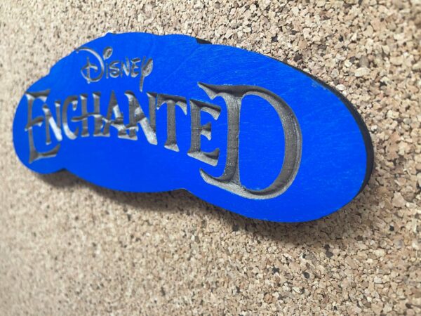 Disney Inspired Pin Display Shadowbox (Enchanted Movie logo), Corkboard, Cork Display