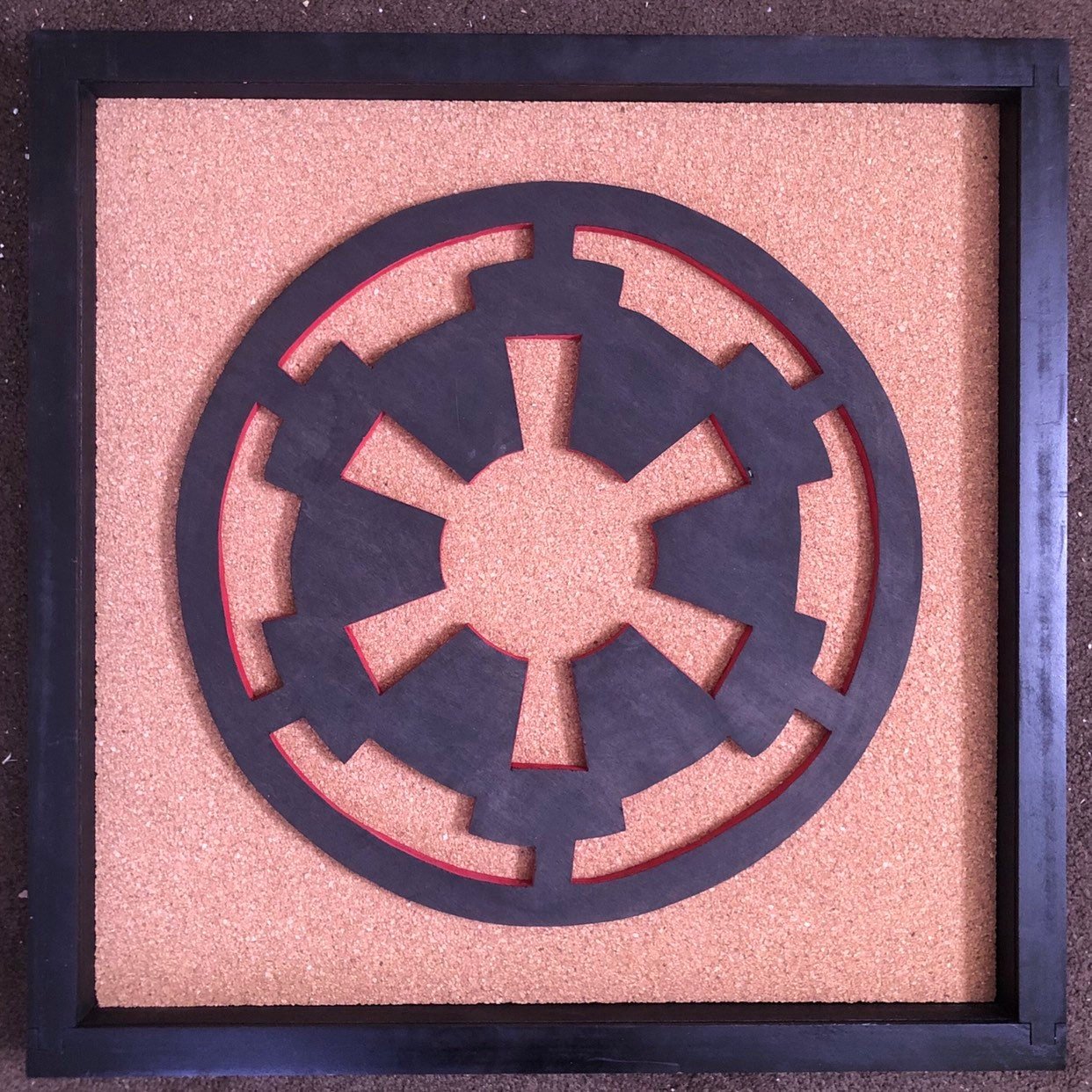 Disney Inspired Star Wars Pin Display Shadowbox (Imperial Symbol), Corkboard, Cork Display