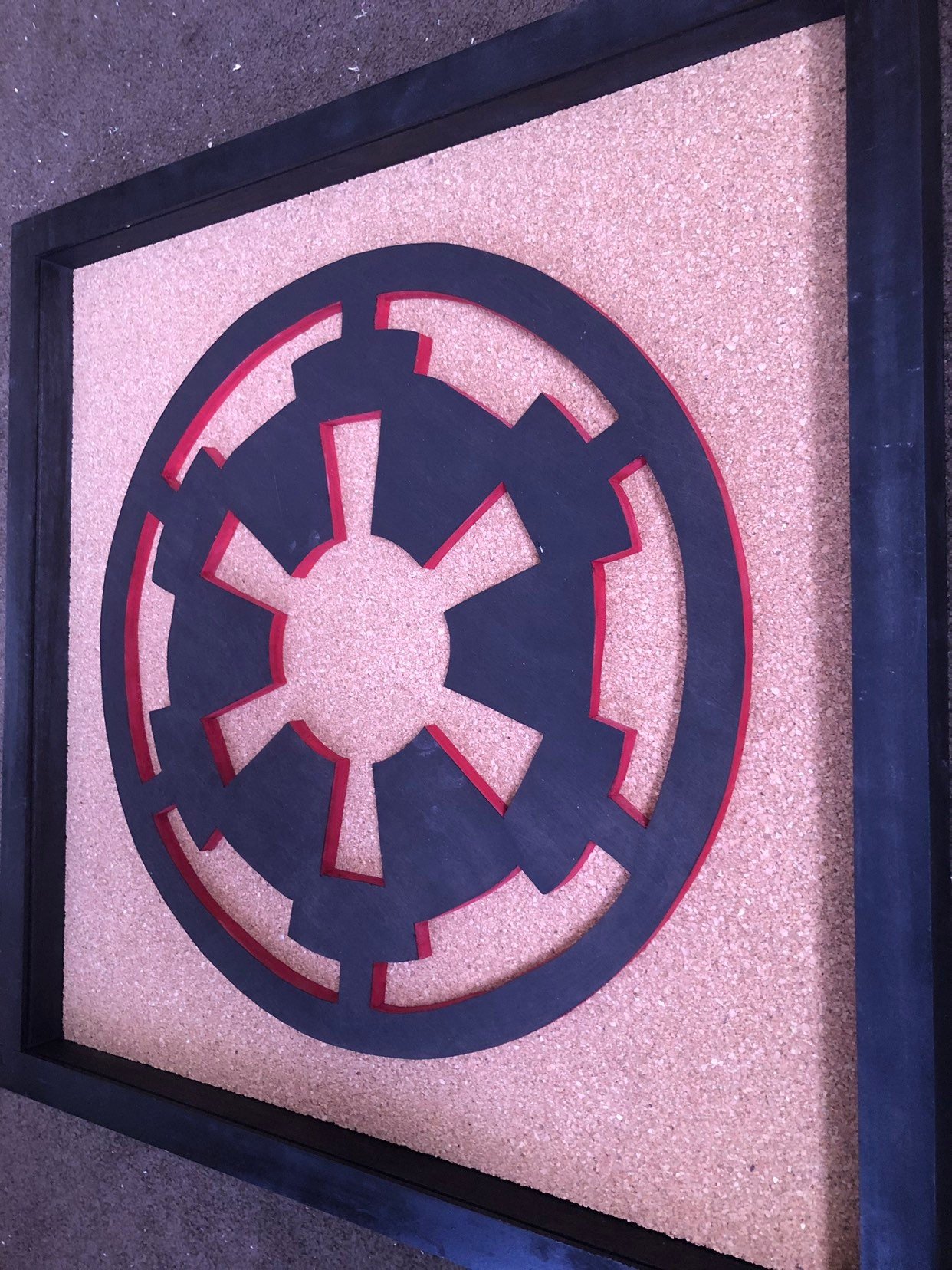 Disney Inspired Star Wars Pin Display Shadowbox (Imperial Symbol), Corkboard, Cork Display