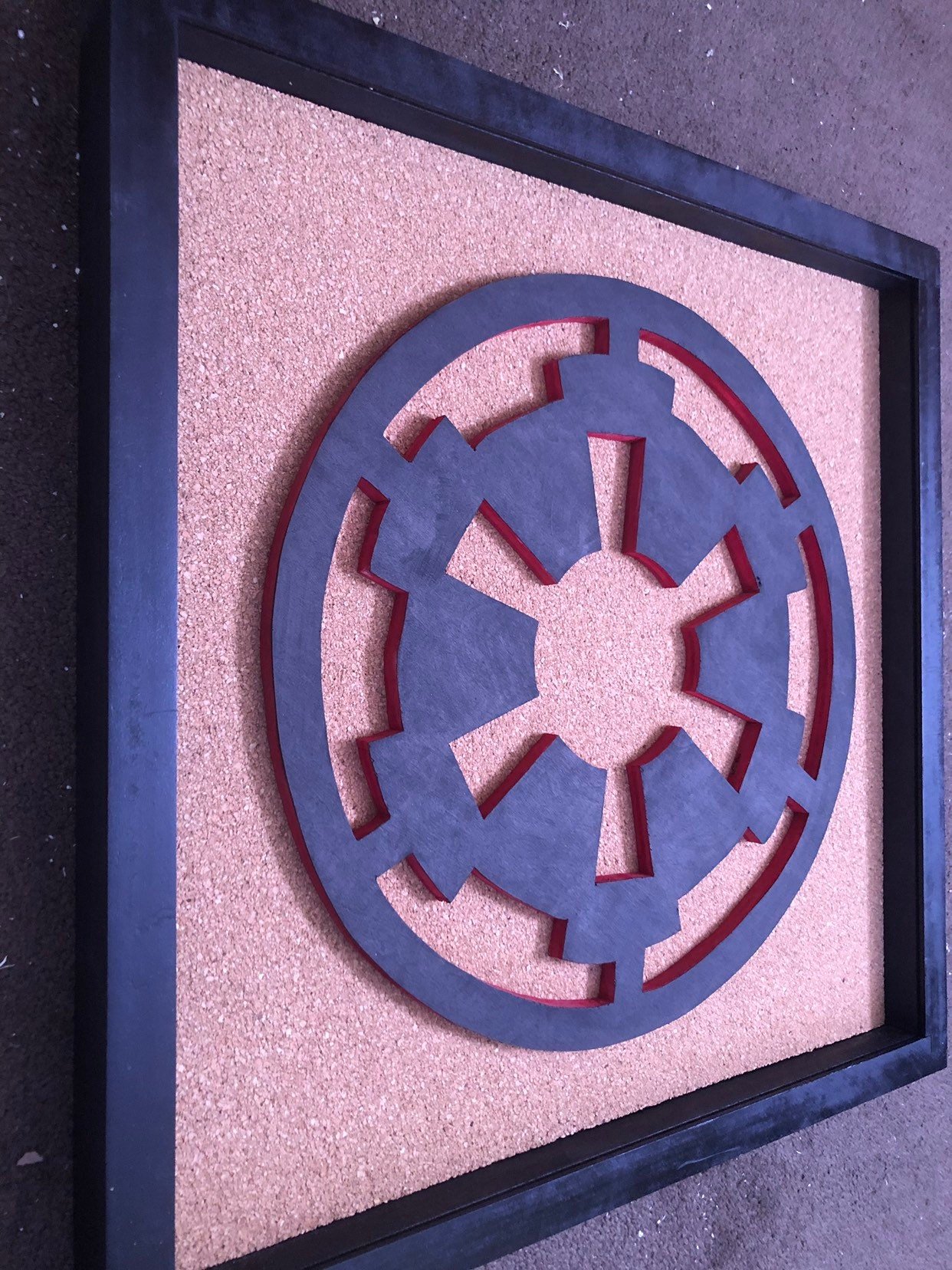 Disney Inspired Star Wars Pin Display Shadowbox (Imperial Symbol), Corkboard, Cork Display