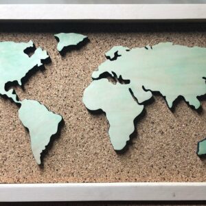 World Globe Inspired Display Shadowbox, Corkboard, Cork Display