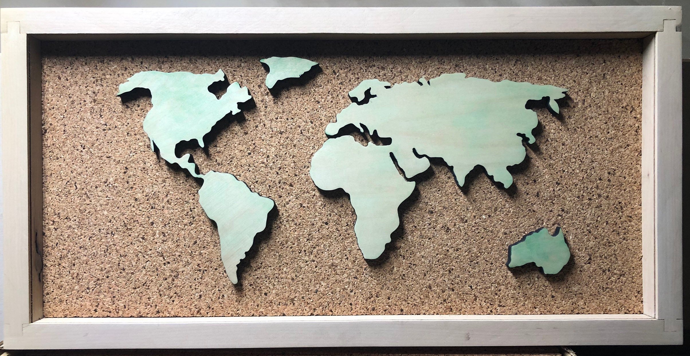 World Globe Inspired Display Shadowbox, Corkboard, Cork Display