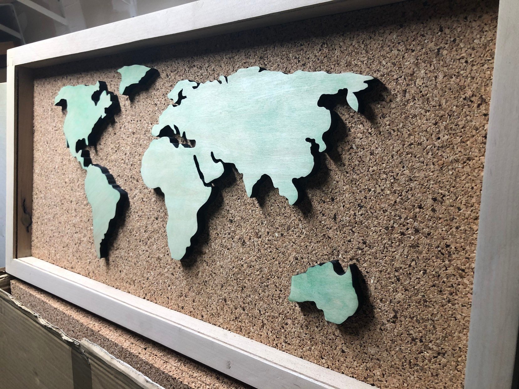 World Globe Inspired Display Shadowbox, Corkboard, Cork Display