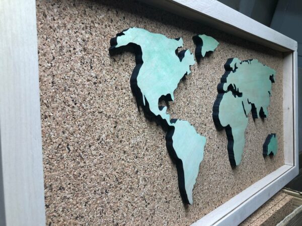 World Globe Inspired Display Shadowbox, Corkboard, Cork Display