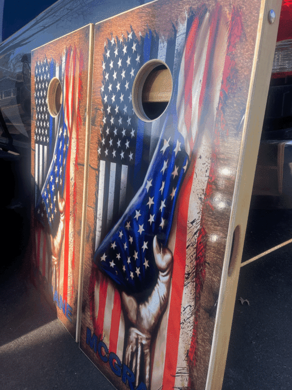 Custom Handmade Cornhole boards with custom bags