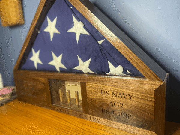 Military American Flag Display Case