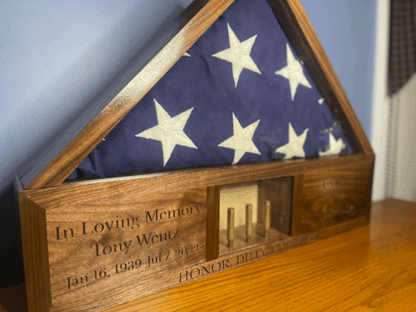 Military American Flag Display Case