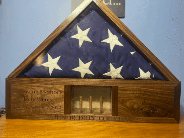 Military American Flag Display Case