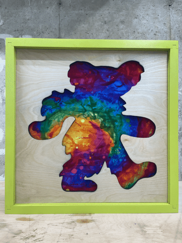 Grateful Dead Inspired Pin Display Shadowbox (Dancing Bear), Corkboard, Cork Display, Deadhead