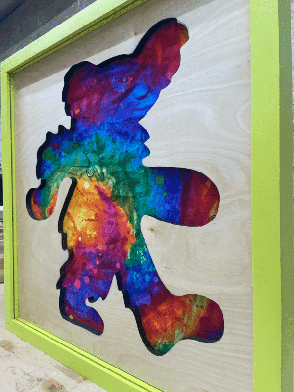 Grateful Dead Inspired Pin Display Shadowbox (Dancing Bear), Corkboard, Cork Display, Deadhead