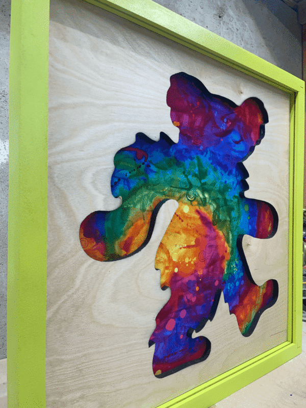 Grateful Dead Inspired Pin Display Shadowbox (Dancing Bear), Corkboard, Cork Display, Deadhead